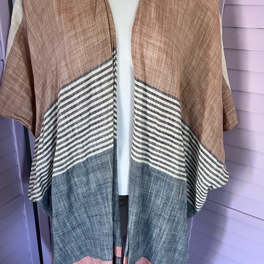 Striped Colorblock Pashima Cardigan. One size fits all.  Good for beach or trave